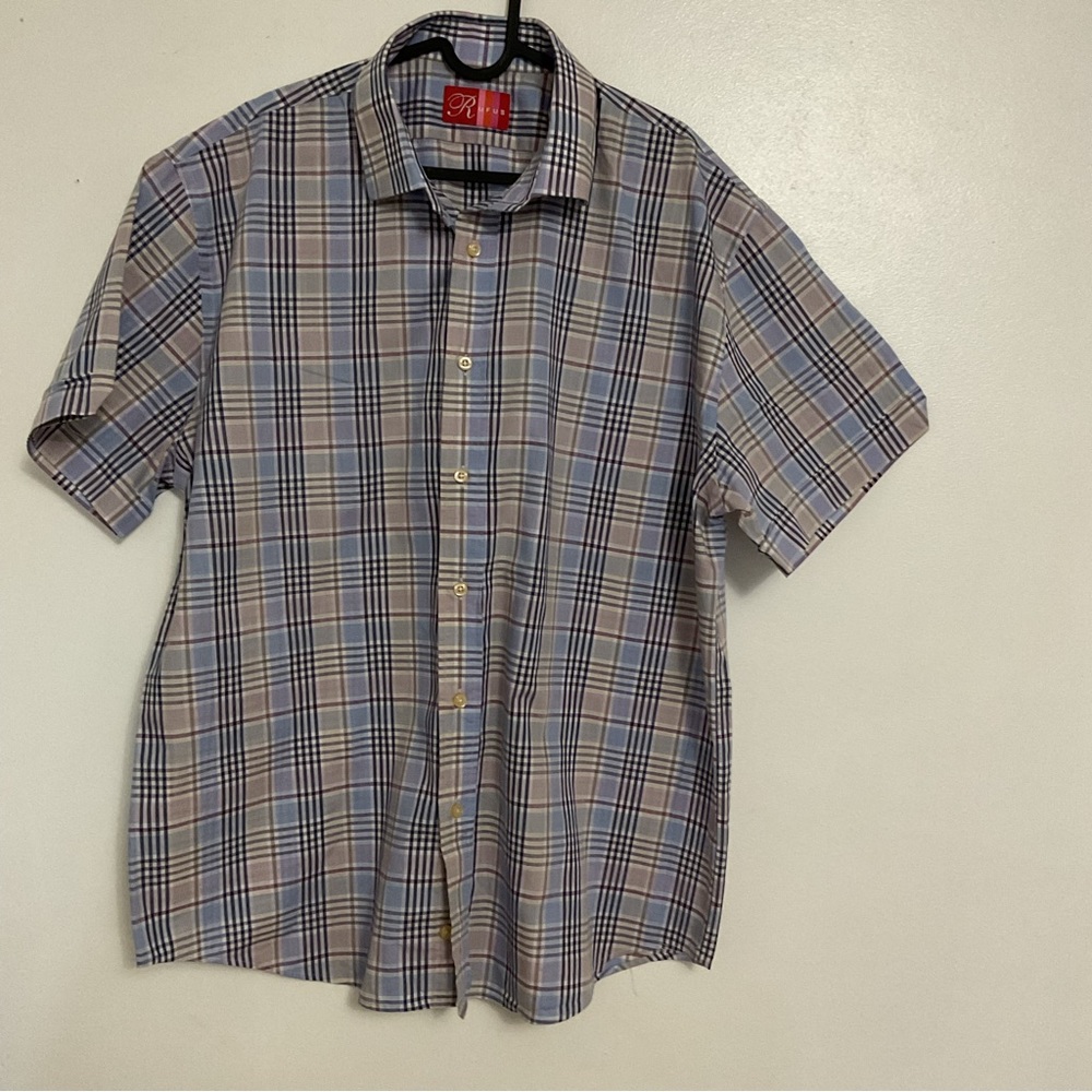 Rufus men’s multicolor striped button down shirt short sleeves size XXL